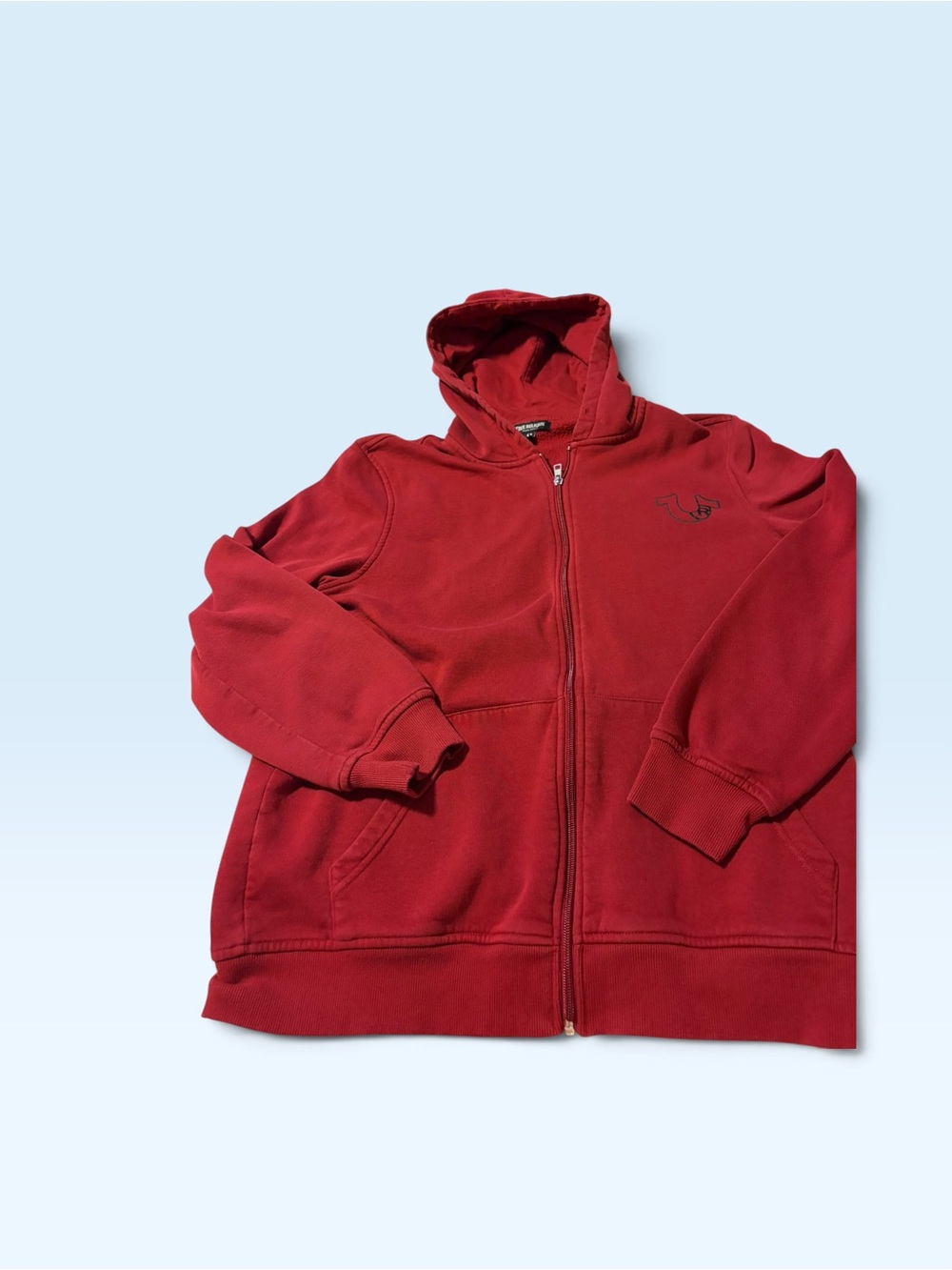 Red Full-Zip Hooded Sweatshirt